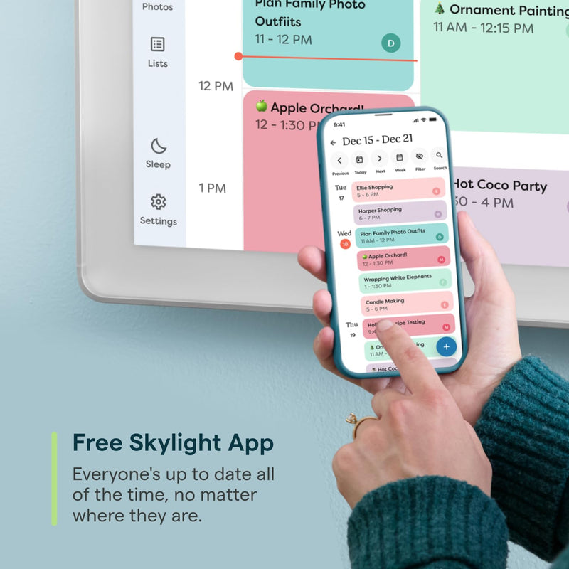Skylight Calendar Max: 27-Inch Smart Digital Calendar & Chore Chart, Family Organizer with Interactive Touchscreen Display with NA Adapter, Aluminum Metal Shadowbox