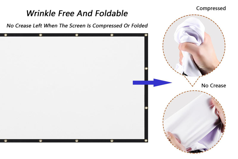 Mdbebbron 120 inch Projector Screen 16:9 Foldable Anti-Crease Portable Projector Movies Screens for Home Theater Outdoor Indoor Support Double Sided Projection