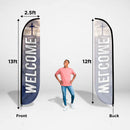 Church Theme (Welcome) Feather Banner Flag Set, Feather Banner, 12 ft Advertising Feather Flag with Fiberglass Poles and Ground Spike for Business Promotion LookOurWay