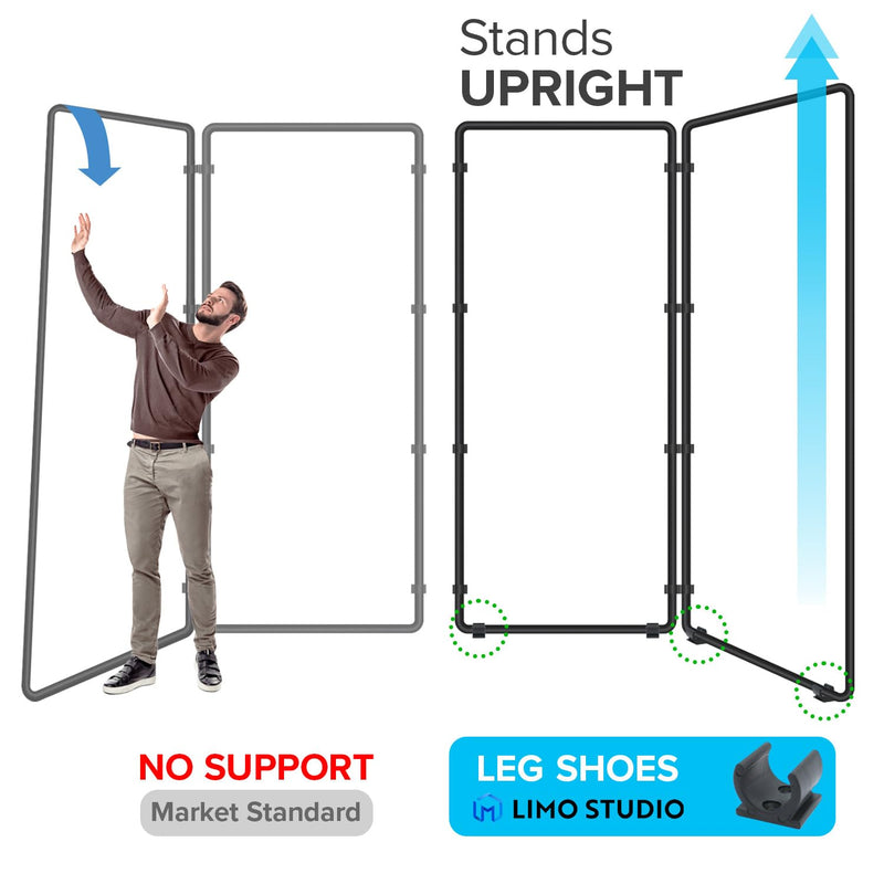 Black Super Large Backdrop Screen with Stand Frame, LimoStudio 13.1 x 8 feet (W x H), 4 Panel Foldable Background, Angle Adjustable, Enhanced Stability with Leg Shoes, Photoshoot, Show Booth, AGG3376