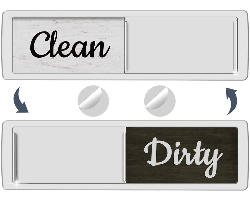 Oxepleus Dishwasher Magnet Clean Dirty Sign, Farmhouse Rustic Wood Design Black and White Non-Scratch/Easy to Read & Slide/Strong Magnetism Kitchen Storage and Decoration Accessories (A-Silver)