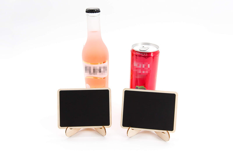 DSTELIN 10 Pack Mini Chalkboards Signs with Easel Stand, Small Rectangle Chalkboards Blackboard, Wood Place Cards for Weddings, Birthday Parties, Message Board Signs and Event Decoration