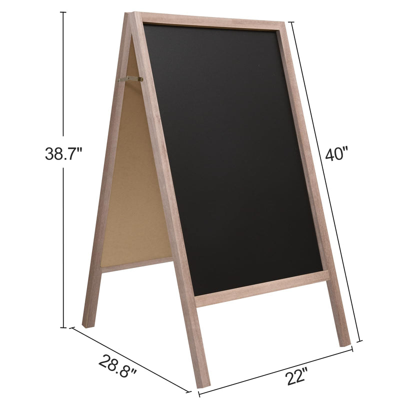 A Frame Wooden 40" x 22" Chalkboard, A Frame Rustic Chalkboard Sign Double-Sided Sidewalk Chalkboard Easel, Sturdy Sandwich Board for Restaurant, Business or Wedding (Grey)