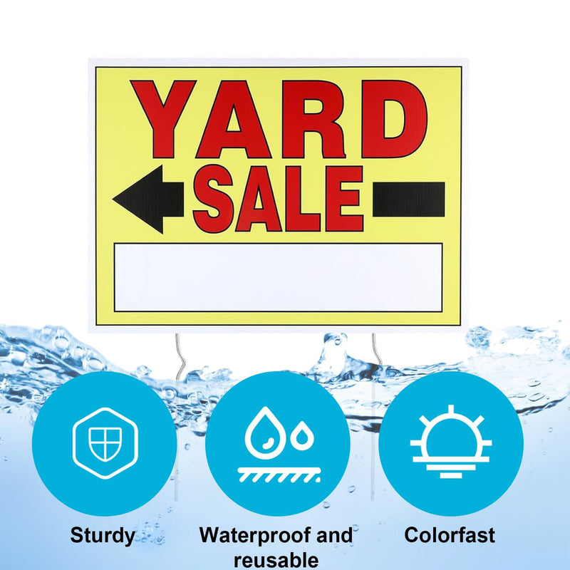 SCNWQ Yard Sale Signs 4Pack Double Sided Printed For Sale Signs with Metal Stakes Waterproof Corrugated Garage Sale Signs for Outdoor Estate Sale.