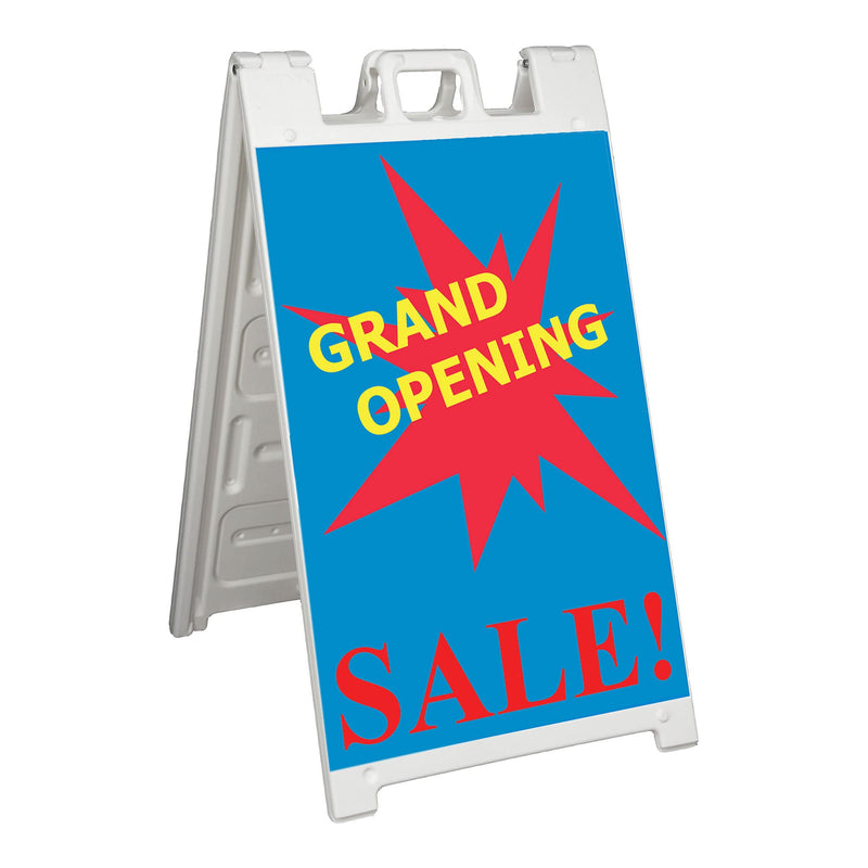 White Plasticade Signicade Deluxe A Frame Sidewalk Curb Sign Portable Folding Double Sided Display with Quick Change System