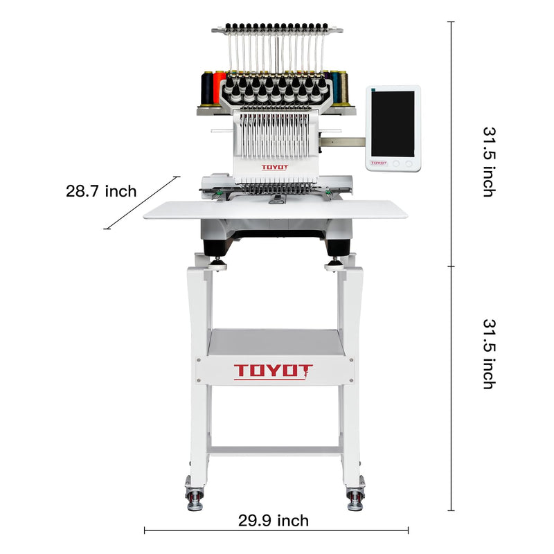 Embroidery Machine TOYOT with 15 Needles, 14.2'' x 7.9'' Large Embroidery Area, Commercial Embroidery Machine for Flat, Hat, T-shirt and more