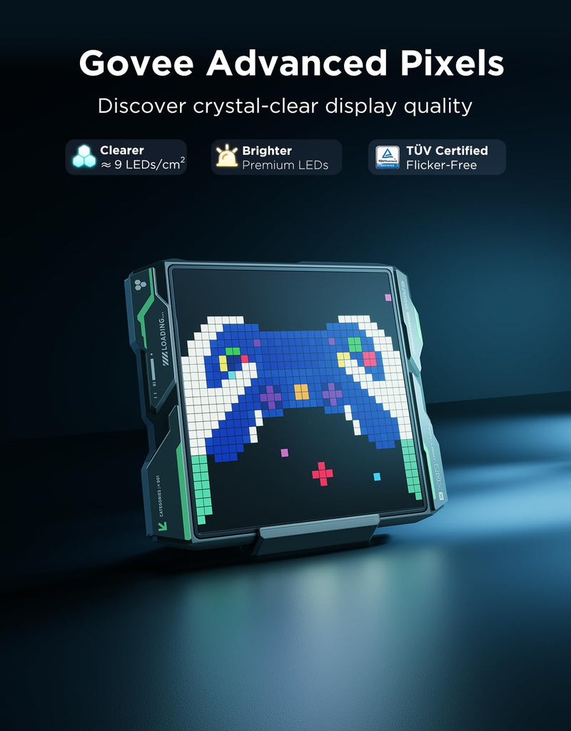 Govee Gaming Pixel Light, RGBIC LED Panel with Real-time Info Display, 150+ Scene Modes & DIY Options, Smart Pixel Lights (Wi-Fi Only), Works with Alexa, Ideal for Game Room Decor, 32x32 Pixels