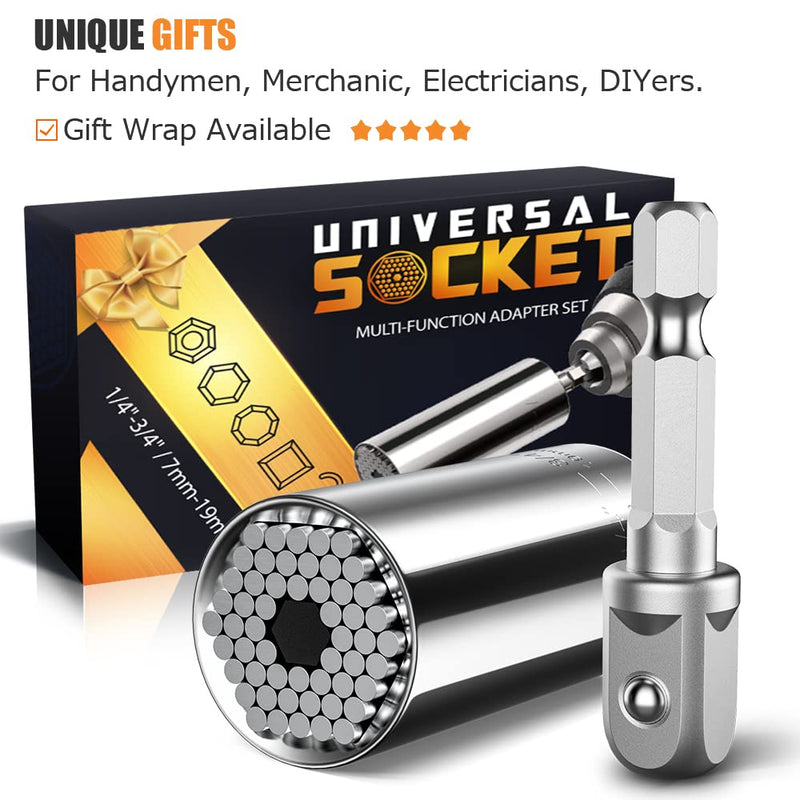 Mens Valentines Day Gifts, for Him, Her, Super Universal Socket Tools, Gifts for Men, Grip Set with Power Drill Adapter, Cool Stuff Gadgets Present Ideas Gifts for Dad, Husband Valentines Day Gifts Basket