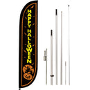 LookOurWay Feather Flag Pole Kit - 12 Feet Tall Advertising Flag Banner with Fiberglass Pole Kit and Ground Spike for Business Promotion - Halloween Flag - Happy Halloween (10M1200086)