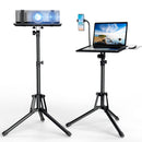 Projector Stand Laptop Tripod Stand, Portable Stand Adjustable Height 20 to 60 Inch, Projector Stand with Gooseneck Phone Holder ＆ Mouse Tray, Laptop Floor Stand for Podium, Home, Studio, DJ Racks