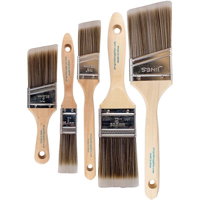 Pro Grade, Paint Brushes, 5-Piece, Paint Brush Set: Flat & Angle Brushes for Latex and Oil Paints, Stains, Interior & Exterior Home Improvement