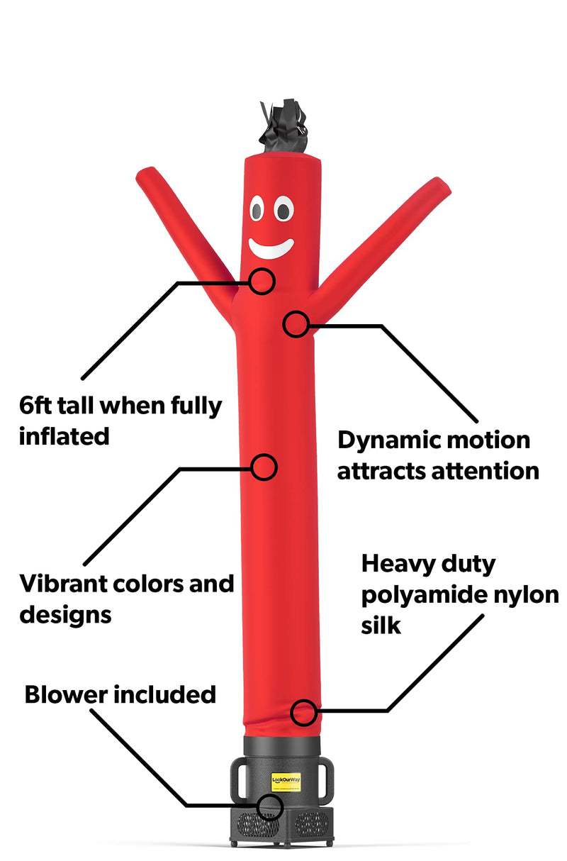 Air Dancers Wacky Waving Inflatable Tube Man Set -LookOurWay 7ft Tall Advertising Air Dancer Waving Man Inflatable Tube Guy with Sky Dancer Blower - Red