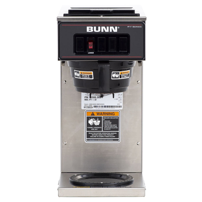 BUNN 13300.0001 VP17-1SS, Pourover Coffee Brewer with 1-Warmer, Coffee Maker, Stainless Steel, Silver, Standard