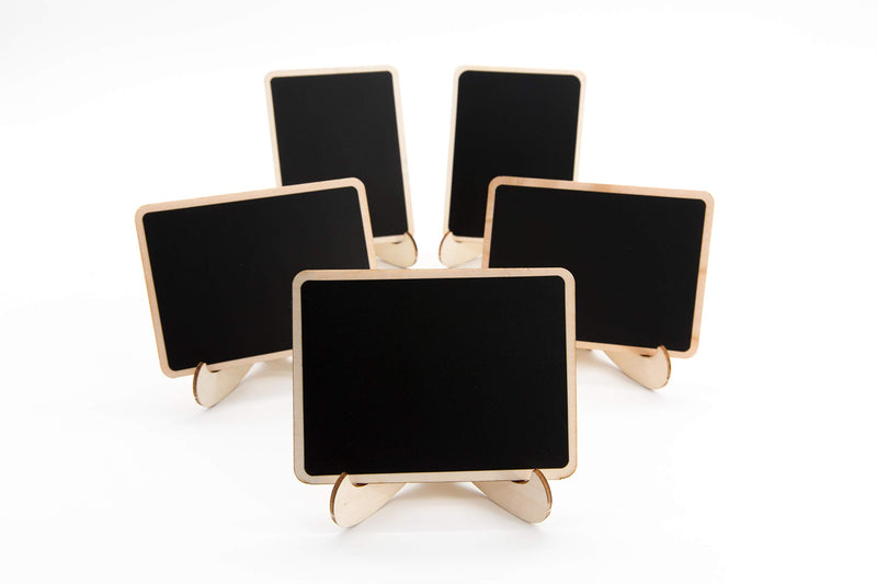 DSTELIN 10 Pack Mini Chalkboards Signs with Easel Stand, Small Rectangle Chalkboards Blackboard, Wood Place Cards for Weddings, Birthday Parties, Message Board Signs and Event Decoration