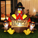Happy Thanksgiving Inflatable LED Lighted Turkey Family Blow up Outdoor Lawn Yard Decoration VIVOHOME 6ft Height
