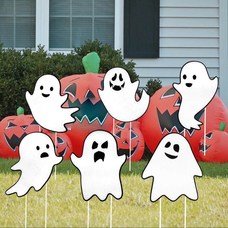 Halloween Decorations Outdoor Yard Signs,Glow in the Dark 6PCS Halloween Scary Ghost Yard Signs with Stakes for Spooky Halloween Lawn Patio Yard Garden Outdoor Decoration