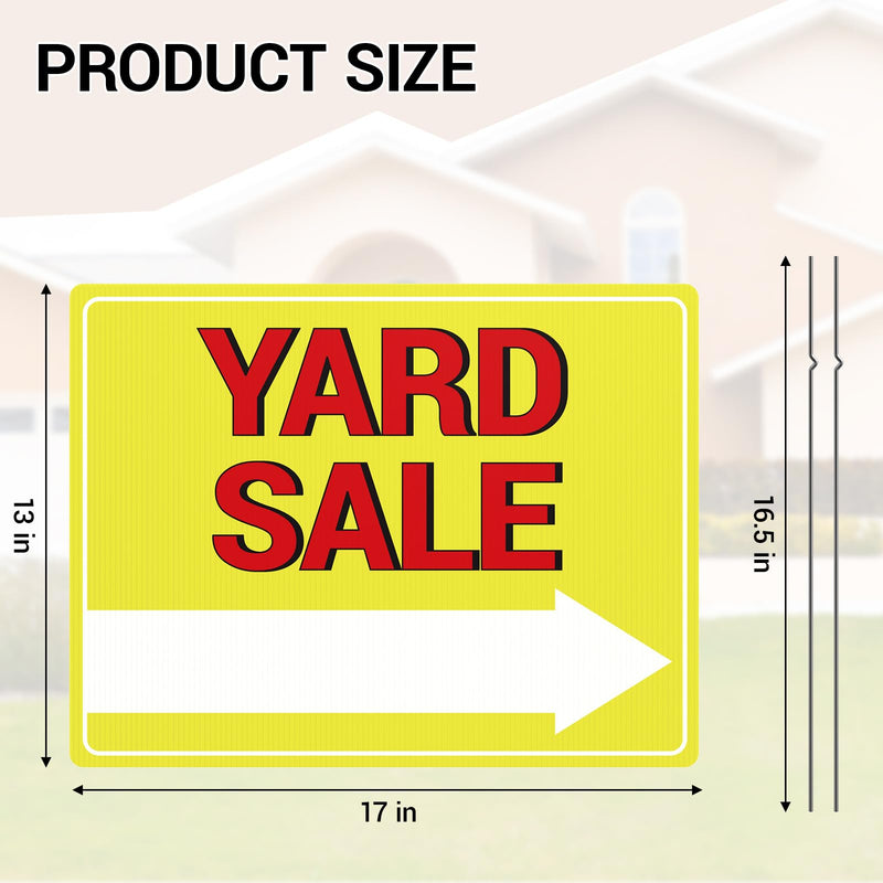 Yard Sale Sign, 17"*13" Yard Sale Signs with Stakes, 3PCS Waterproof Yard Sale Kit, MTCode Double Sided Yard Sale Signs with Directional Arrows