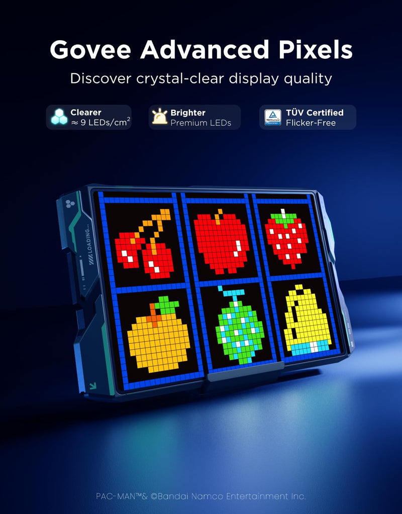 Govee x PAC-MAN Gaming Pixel Light, RGBIC LED Panel with Real-time Info Display, 150+ Scene Modes & DIY Options, Smart Pixel Lights (Wi-Fi Only), Works with Alexa, Game Room Decor, 52x32 Pixels
