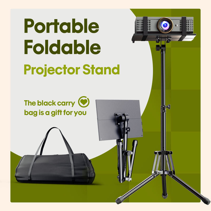 Projector Stand Laptop Tripod Stand, Portable Stand Adjustable Height 20 to 60 Inch, Projector Stand with Gooseneck Phone Holder ＆ Mouse Tray, Laptop Floor Stand for Podium, Home, Studio, DJ Racks