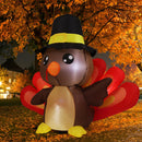 Thanksgiving Inflatables Turkey Baby in Hat with Built-in LEDs Blow Up Yard Decoration for Holiday Season Party Indoor Outdoor Garden Lawn COMIN 4FT Tall