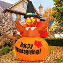 Thanksgiving Inflatables Outdoor Decoration GOOSH 6 Ft Turkey Blow Up Yard Ghost with Built-in LEDs for Indoor Garden Lawn Party Decor