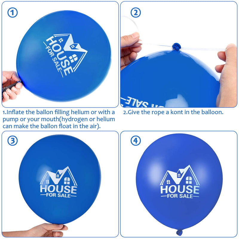 Gejoy 60 Pieces Open House Balloons House for Sale Balloons 12 Inches Latex Balloons for Real Estate Balloons Supplies Signs for Open House Yard Sign House Signs