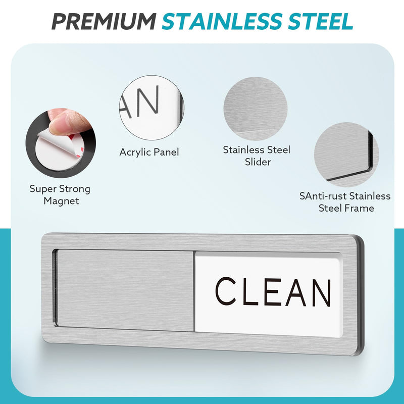 Rimaaiae Dishwasher Magnet Clean Dirty Sign, Strong Magnet Non-Scratch Clean Dirty Magnet for Dishwasher, Easy to Read & Slide