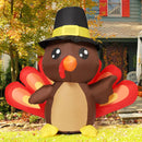 Thanksgiving Inflatables Turkey Baby in Hat with Built-in LEDs Blow Up Yard Decoration for Holiday Season Party Indoor Outdoor Garden Lawn COMIN 4FT Tall