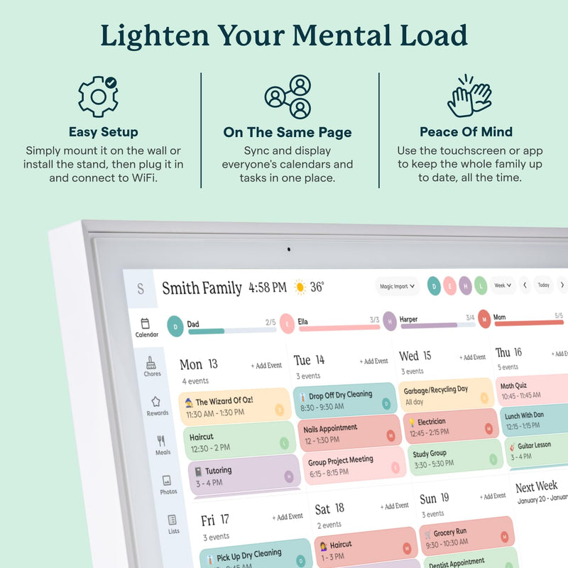 Skylight Calendar - 15" Digital Calendar - White