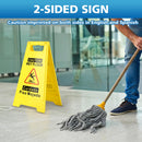 WOUSEDO 2-Pack Caution Wet Floor Sign,17.5" Height,Bright Yellow Double-Sided Folding A-Shaped Frame Design, Bilingual Caution Message