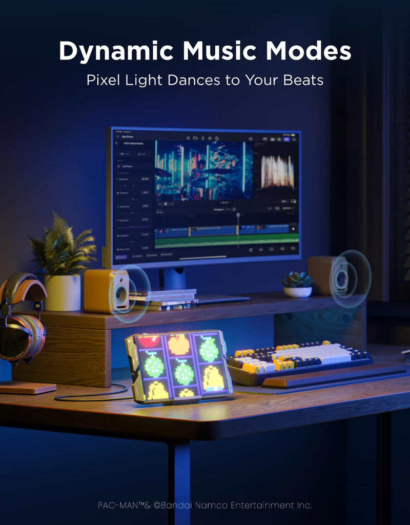 Govee x PAC-MAN Gaming Pixel Light, RGBIC LED Panel with Real-time Info Display, 150+ Scene Modes & DIY Options, Smart Pixel Lights (Wi-Fi Only), Works with Alexa, Game Room Decor, 52x32 Pixels