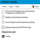 HP ENVY 6055e Wireless Color Inkjet Printer, Print, scan, copy, Easy setup, Mobile printing, Best-for-home, 3 months of Instant Ink included,white