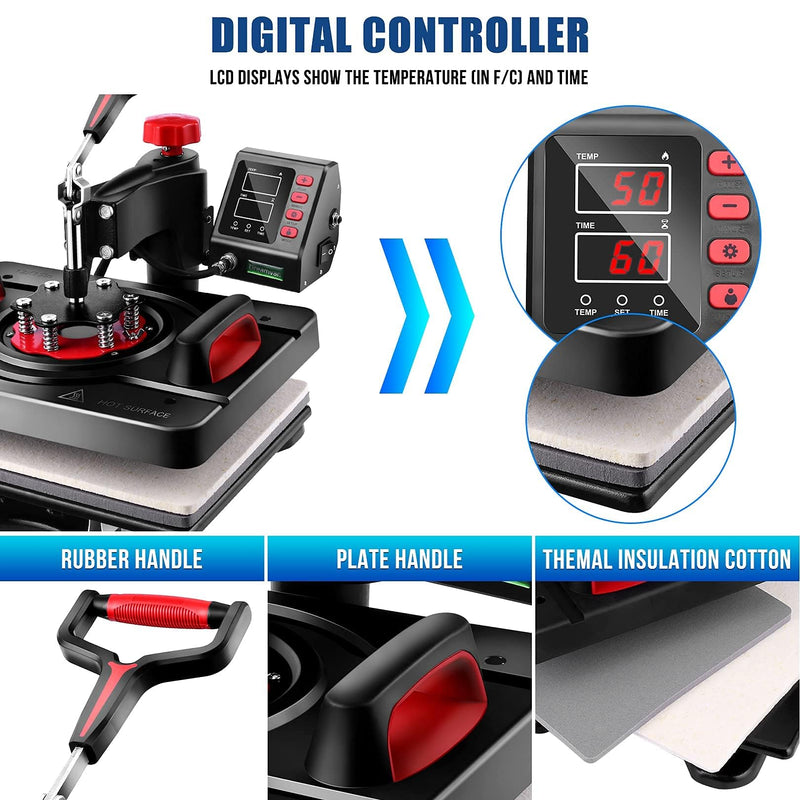 Generic 8 In 1 Heat Press Machine Digital Combo Heat Transfer Sublimation Print Machine T-Shirts - Foto 8