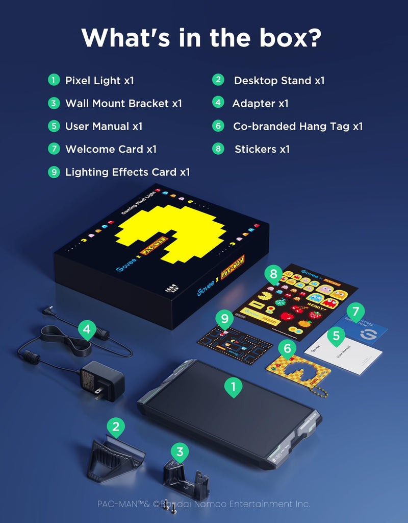 Govee x PAC-MAN Gaming Pixel Light, RGBIC LED Panel with Real-time Info Display, 150+ Scene Modes & DIY Options, Smart Pixel Lights (Wi-Fi Only), Works with Alexa, Game Room Decor, 52x32 Pixels
