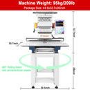 Smartstitch S-1501 Commercial Embroidery Machine with 15 Needles,14"x20" Embroidery Area,1200SPM Max Speed,12" Touch Screen, Wifi available, capable of embroidering on 3D Caps, Flat, T-shirt and more
