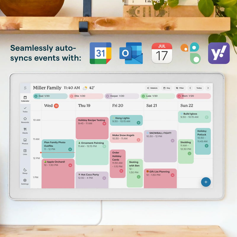 Skylight Calendar Max: 27-Inch Smart Digital Calendar & Chore Chart, Family Organizer with Interactive Touchscreen Display with NA Adapter, Aluminum Metal Shadowbox
