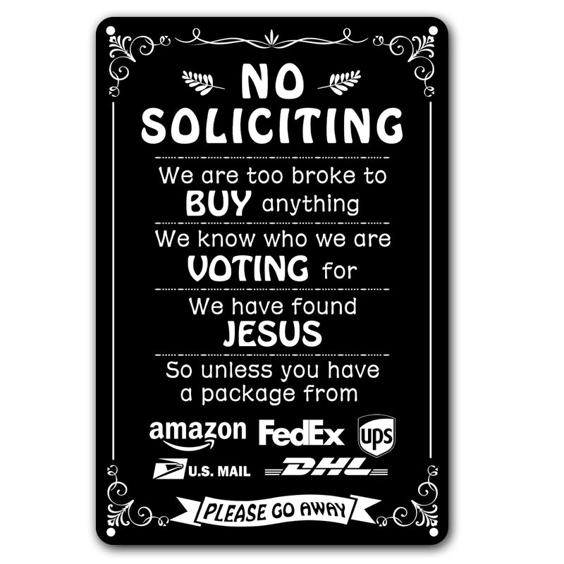 Funny Dark Humor Bestylez No Soliciting Sign For House, Home, Yard, Bedroom, Front Door 8 x 12 Inch (269)