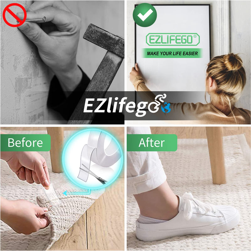 Double Sided Tape Heavy Duty, Nano Double Sided Adhesive Tape, EZlifego Clear Mounting Tape Picture Hanging Adhesive Strips (9.85FT)