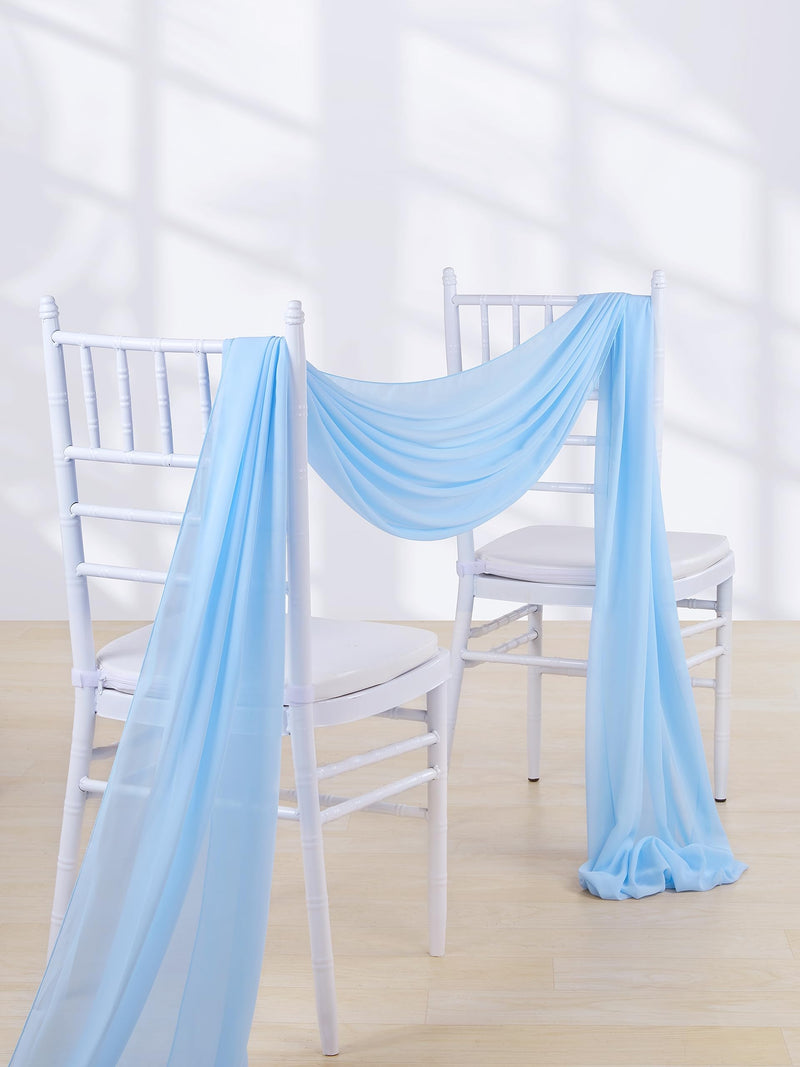 Chiffon Wedding Arch Draping Fabric Light Blue 6 Panels 6 Yards Long Romantic Curtain Backdrops for Baby Shower Party Decorations