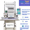 CH1501 Embroidery Machine 15 Needle: Commercial Digital Hat Embroidery Machine Kit with Stand - 13"x20" Embroidery Area 1200 SPM Max Speed, 10" Touch Screen, Wifi, USB for 3D Cap, Shirt and More