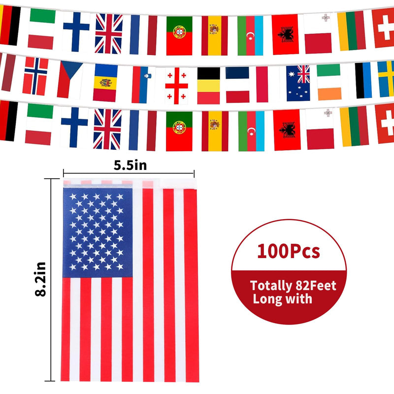 World Flags,International Flags,100 Countries Pennant Banner String National Flags For Classroom Garden Olympics Festival Grand Opening Bar Sports Clubs Party Events Decorations