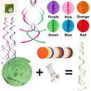 Happy Birthday Banner with Colorful Paper Flag Bunting Paper Circle Confetti Garland Swirl Streamers Honeycomb Ball for Birthday Party by Fecedy