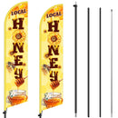Local Honey Advertising Feather Banner with Flag Pole Kit 12 ft Remagr 2 Pcs Feather Banner Sign Windless Business Flags Honey for Sale Sign for Ice Cream Advertising Outside Business
