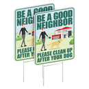 Clean Up After Your Dog Signs 2 Pack 12"x9" with Metal Stake, No Pooping Dog Signs for Yard, Pick Up After Your Dog Signs