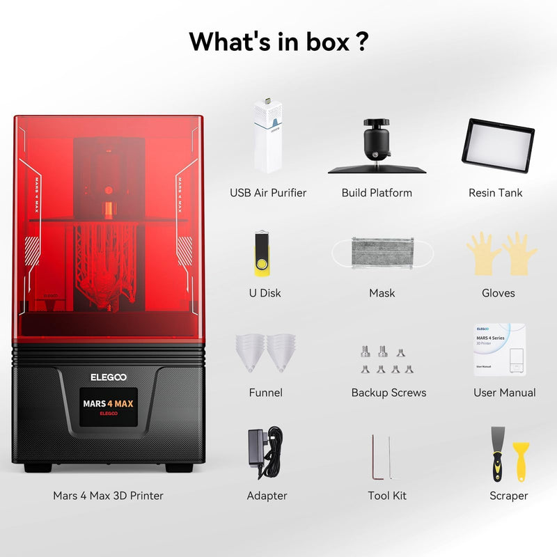 ELEGOO Mars 4 Max MSLA 3D Printer with 9.1-inch 6K Monochrome LCD, Double Cooling Fans, Multiple Print Modes, Printing Size of 7.71 x 4.81 x 5.9 inches