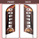 Coffee Flag, 11FT Windless Swooper Coffee Feather Flag Feather Banner with Aluminum Alloy Flagpole/Stainless Steel Ground Stake/Portable Bag, Coffee Flags for Business QSUM
