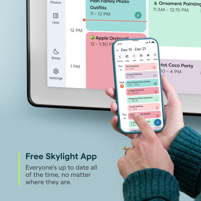 Skylight Calendar Max: 27-Inch Smart Digital Calendar & Chore Chart, Family Organizer with Interactive Touchscreen Display – Wall Mountable in Portrait or Landscape, Charcoal Shadowbox Frame
