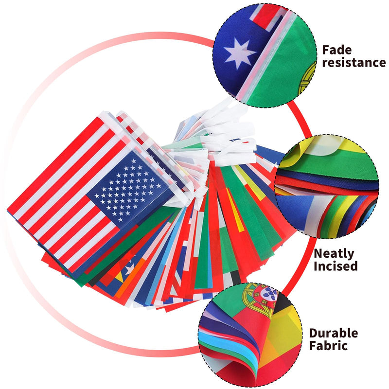 World Flags,International Flags,100 Countries Pennant Banner String National Flags For Classroom Garden Olympics Festival Grand Opening Bar Sports Clubs Party Events Decorations