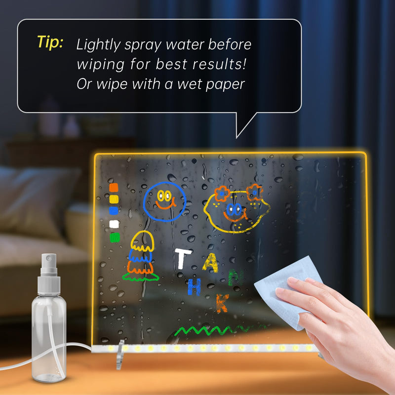 LED Note Board with 7 Colors, Includes Adapter, 13"x10" Led Drawing Board for Kids, Light Up Dry Erase Boards with 7 Markers, Soft Cloth, Hanging Chain, Holiday Trend Gift