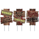 Halloween Decorations Beware Signs Yard Stakes Outdoor Creepy Assorted Warning Sign,Scary Zombie Theme Party Decor Supplies,3 Pieces,12 Inch x 9 Inch GABOSS